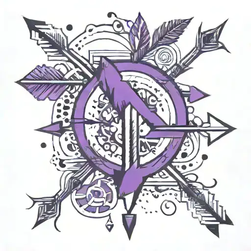 5 Sideways Arrows One Purple
