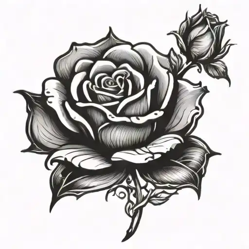 Black Rose With Falling Peddles