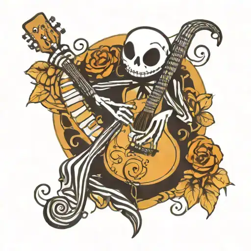 Jack Skellington Music Note Intertwined Guitar