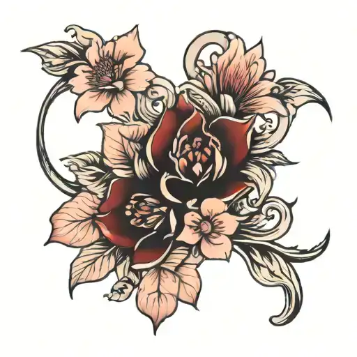 Isabelle And Pink-red Flower