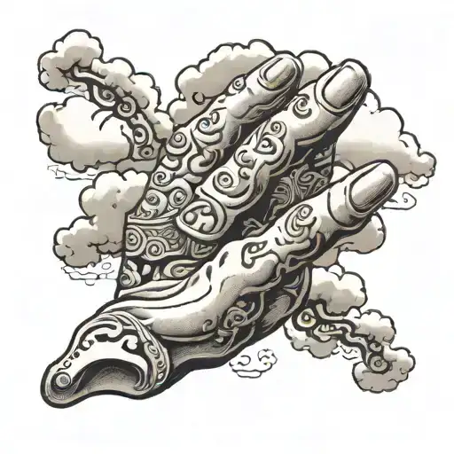 Greek Fingers With Clouds Surrounding