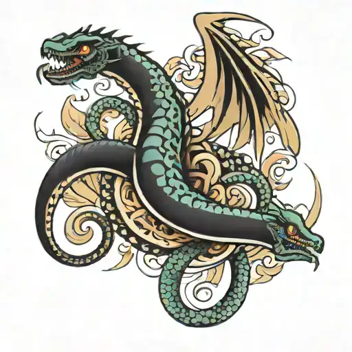 Long Thin Serpant With Wings