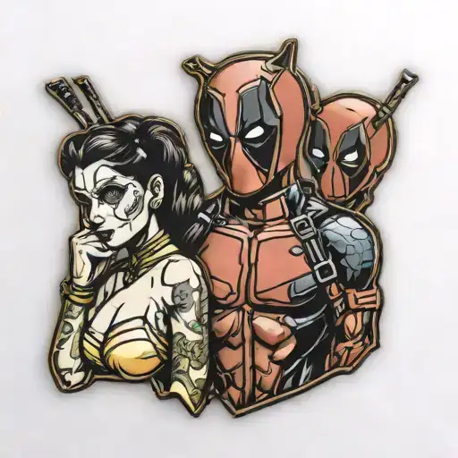 Deadpool And Leia Gold Bikini Pin