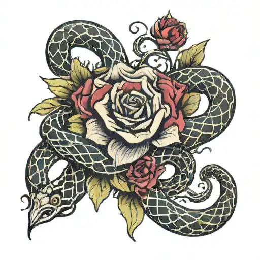 Snakes And Roses And Hearts Surrounding The Name Charlotte