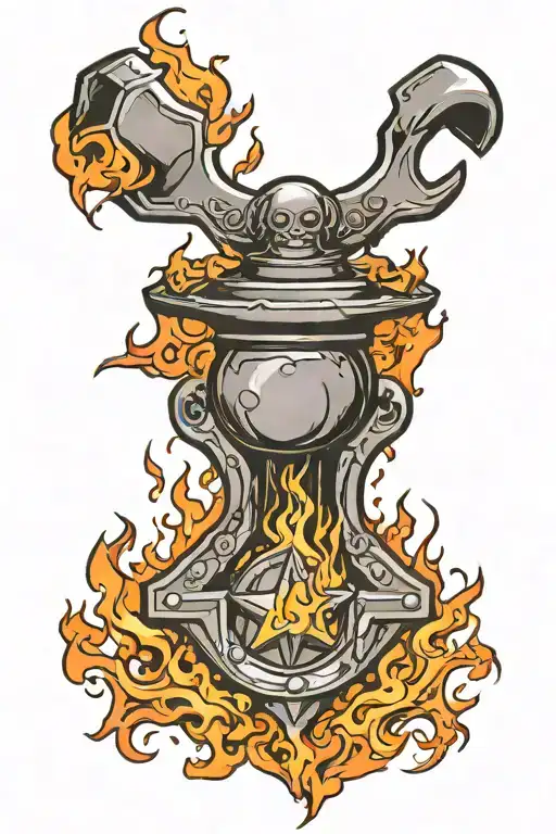 Hammer And Anvil Surrounded By Flames