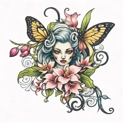 Madusa And Orchids Intertwined