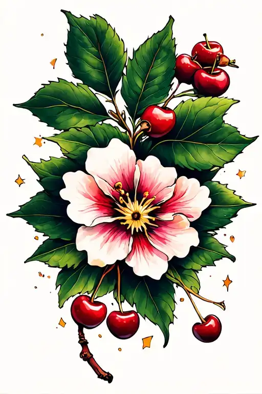 Cherry Flower Of Cherry And Star