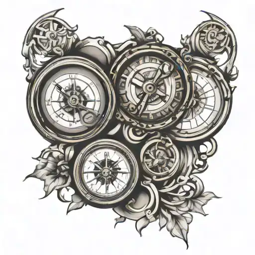 Half Clock And Compass Intertwined Infinity Symbols