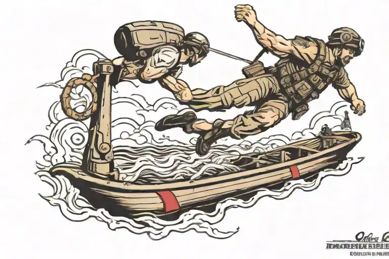 Rescue Swimmer Jumping Off Boat