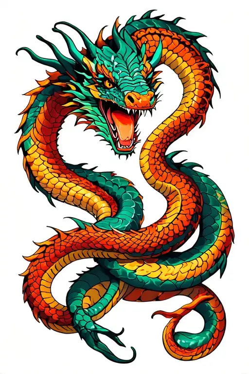 Snake And Dragon Fighting Each Other