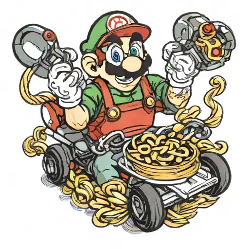 Mario Kart Driver Eating Pasta