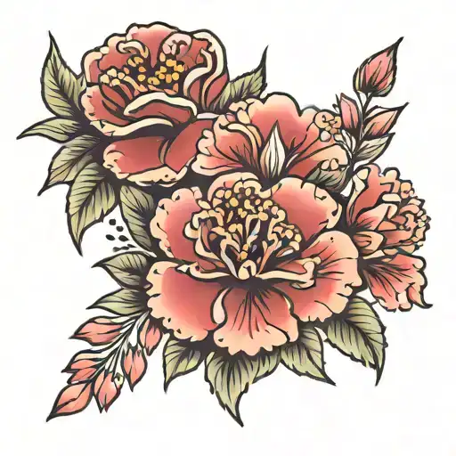 Garnet And Carnation Flower