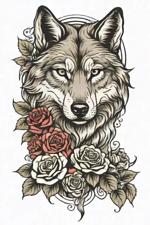 Wolf Blended By Roses