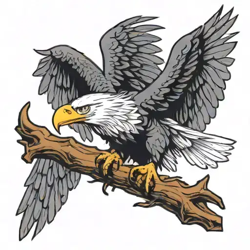 Bald Eagle Perched Black And Grey