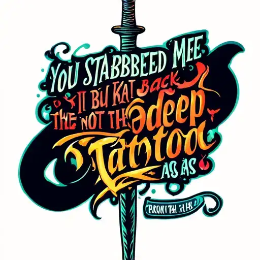 You Stabbed Me In The Back But Not Deep Enough As Lettering