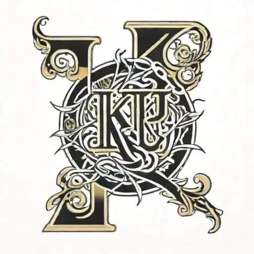 K And J Initials Intertwined