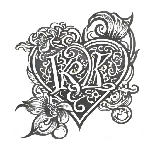 K And J Initials Intertwined Hearts