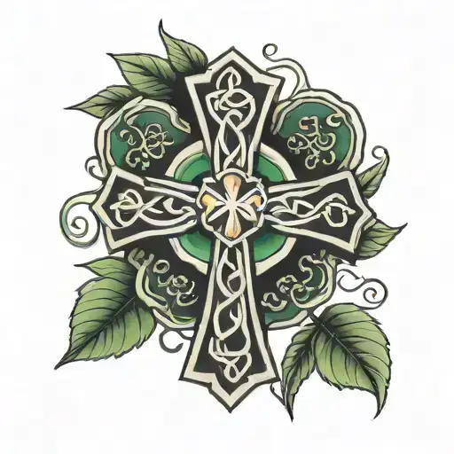 Celtic Cross With Four Leaf Clover Inside