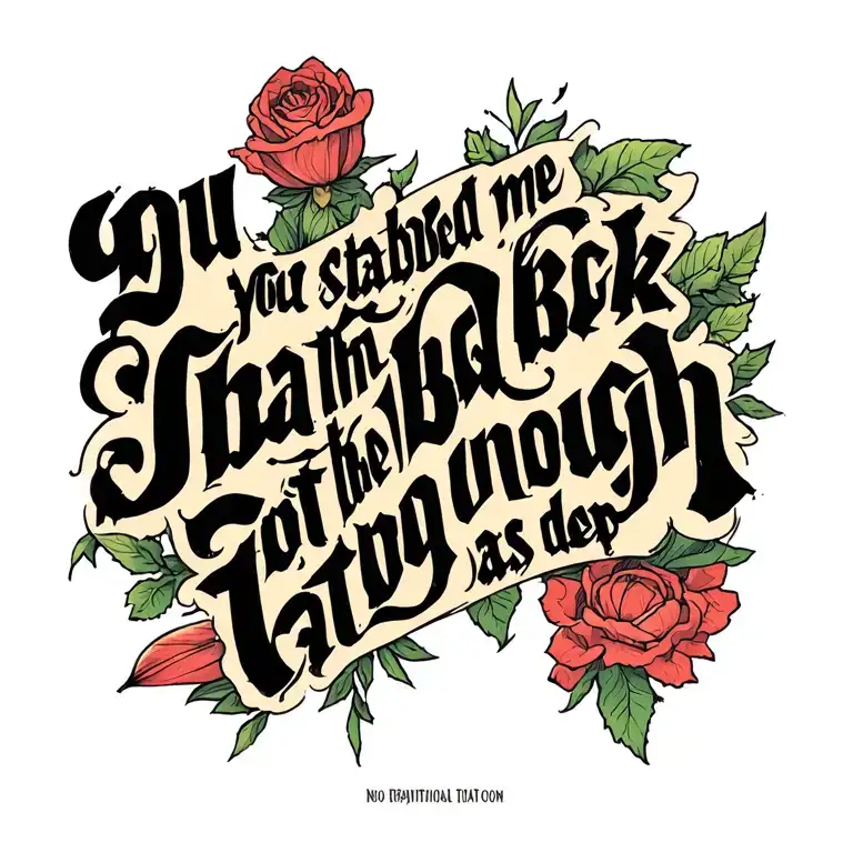 You Stabbed Me In The Back But Not Deep Enough As Lettering