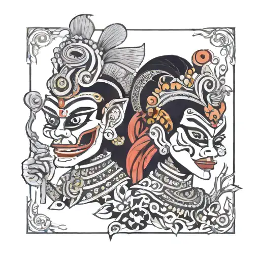 Wayang Indonesian Puppets Twins