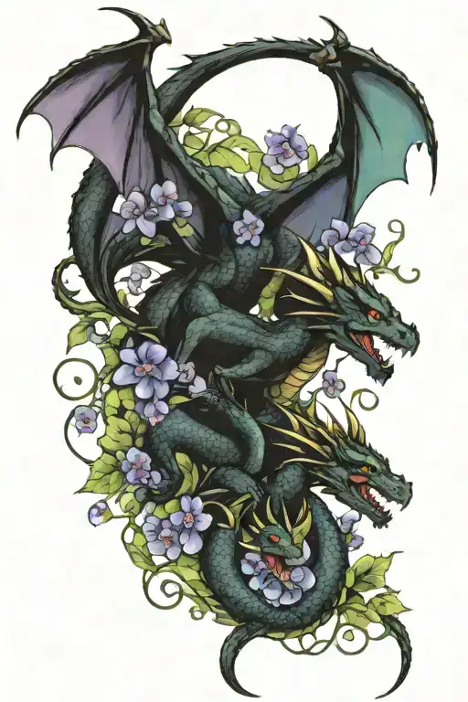 Dragons And Violets Entwined