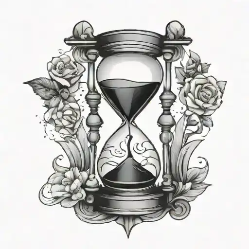 A Modern And Clean Black Ink High Contrast Realism Hourglass