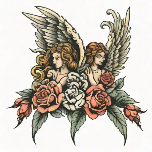 Four Angels And Four Roses