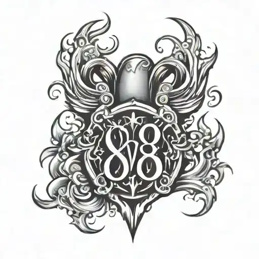 V8 Logo With Flames Chest Piece