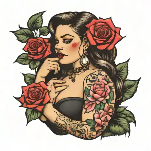 Sexy Chubby Girl Holding A Rose
