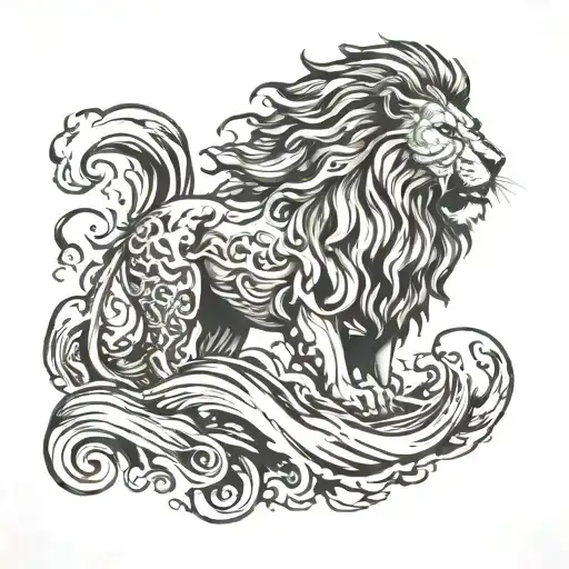 Lion And Waves Forming