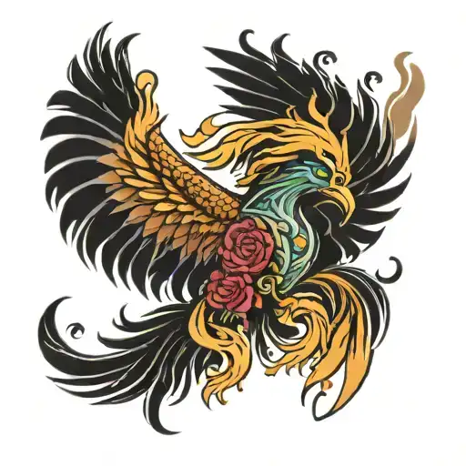 Phoenix Bursting From Womans Chest