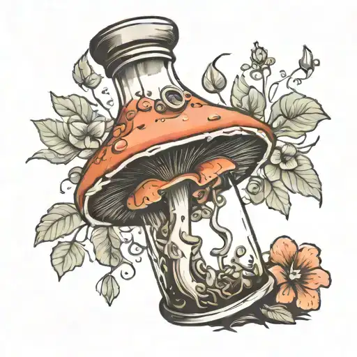 Mushroom Growing In Flask