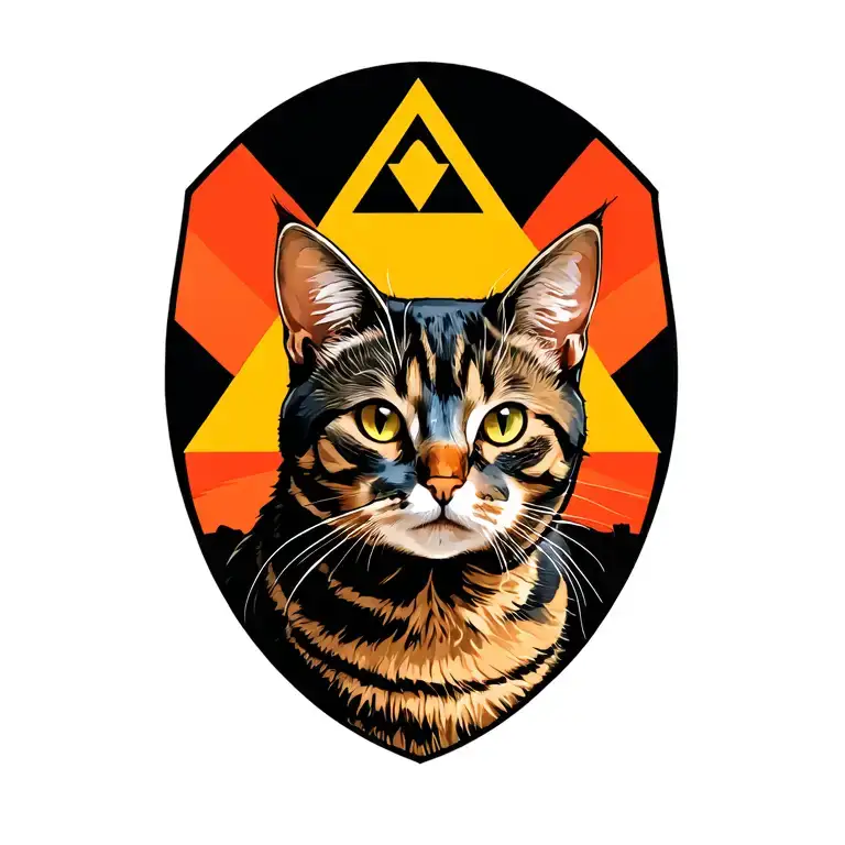 Tabby Cat With Triforce Behind