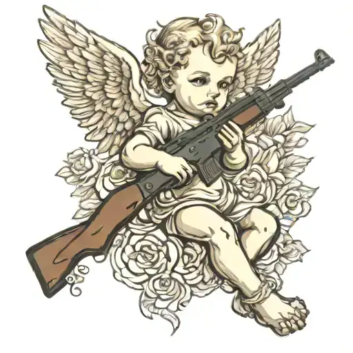 Cherub Angel With Ak 47