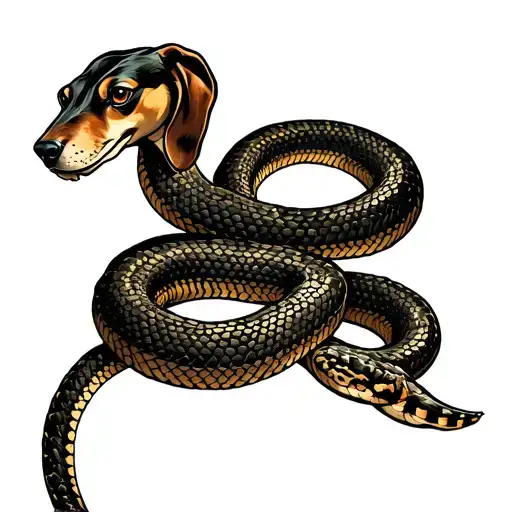 Coiled Rattle Snake With Beagle Head Instead Of The Snake Head
