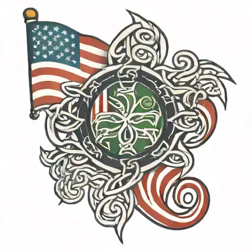 American Flag And Celtic Knot Shoulder
