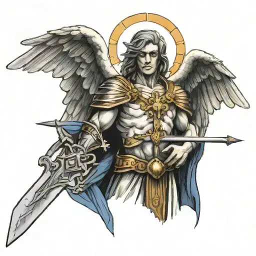 Archangel Holding Sword With Cross