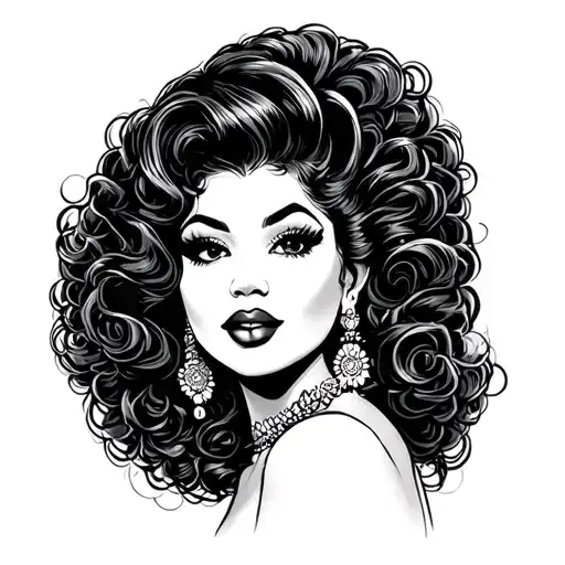 Black Pin Up Girl Curvy Afro