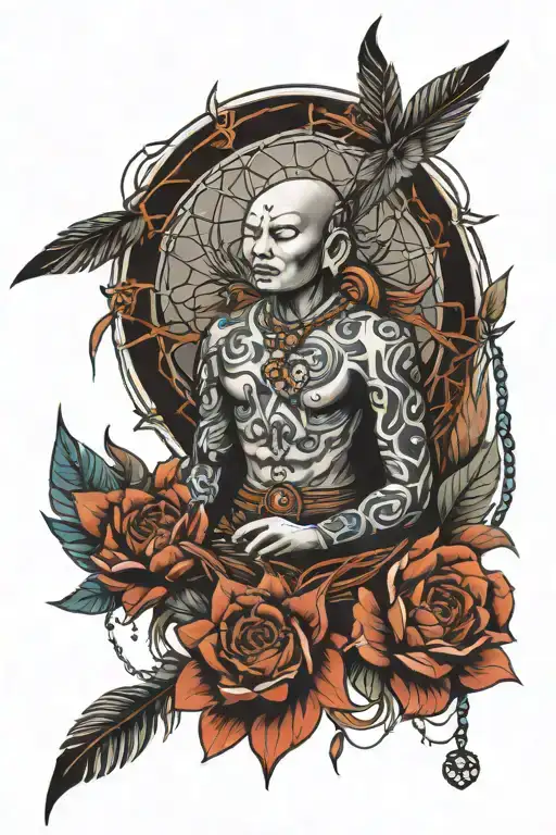 Buddhist With Dream Catcher Very Detailed