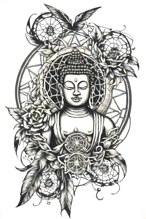 Buddha With Dream Catcher Very Detailed