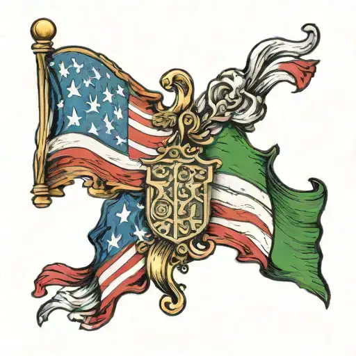 Us Flag With Italian Flag Tattoo Design