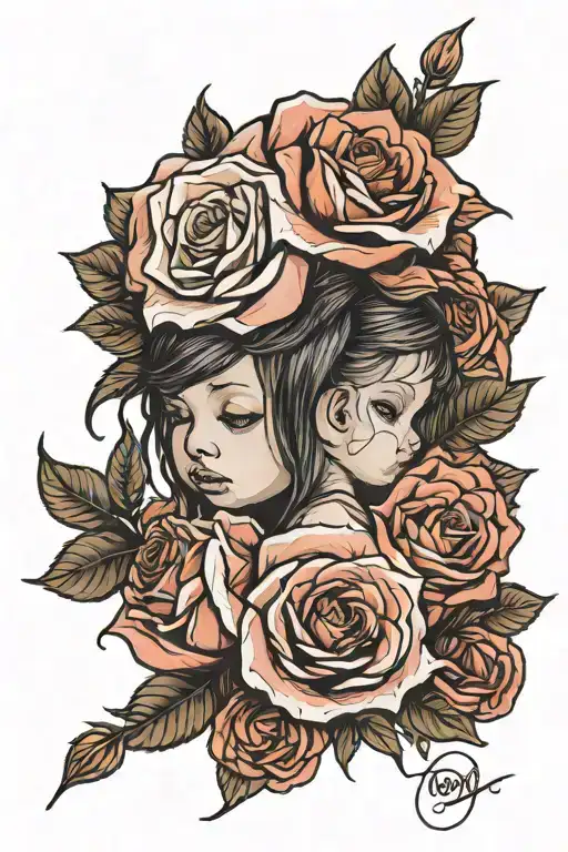 Roses Wrapped Baby Girl Holding