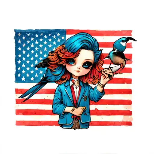 Man Doing Pullips Inside An American Flag