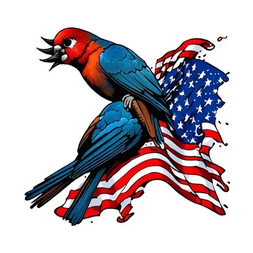 Man Doing Pullips Inside An American Flag Intertwined