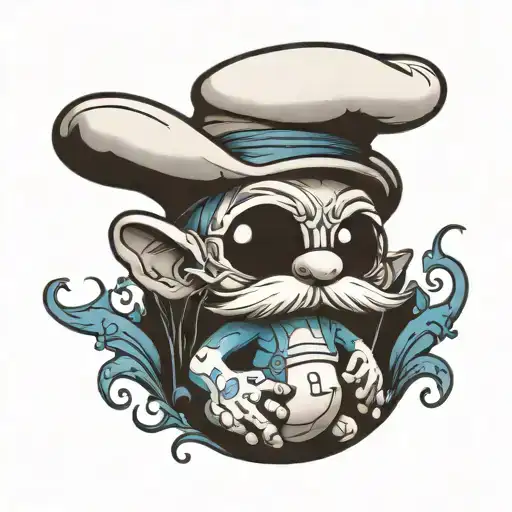 Smurf Minimalist Black And White Drawing