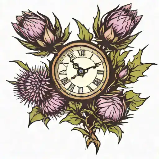 Thistle Flowers Forming Clock Hands