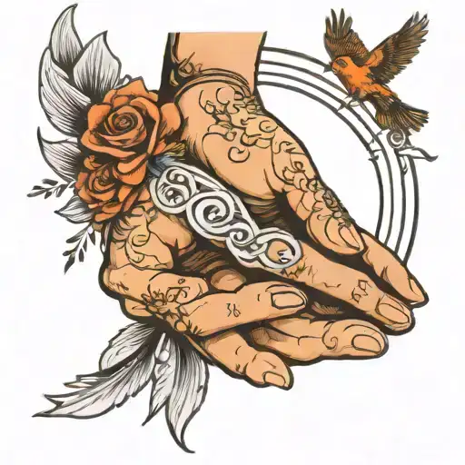 Infinity On Hand With Name And Birds Flying Away
