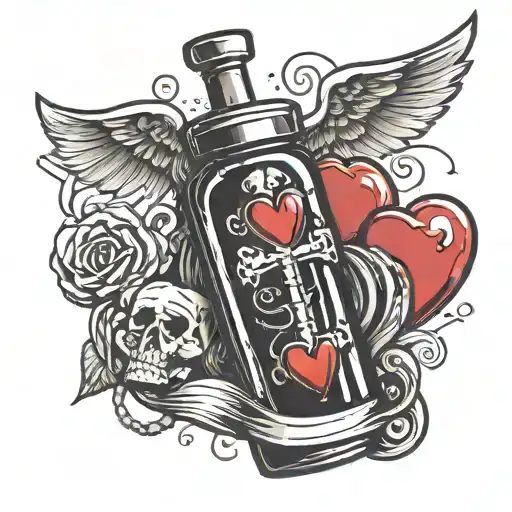 Gravestone Above A Syringe Connected To Heart