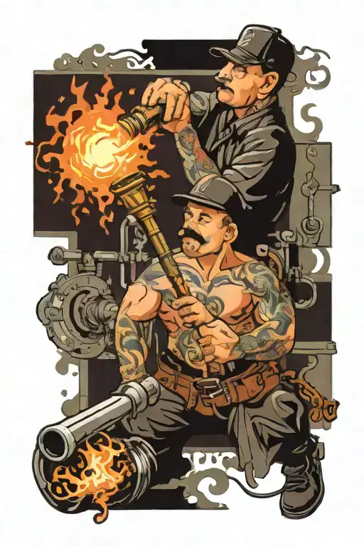Steamfitter Torch Cutting Pipe Chipney Poping
