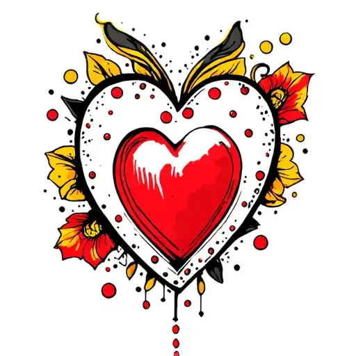 White Heart With Red And Yellow Dots
